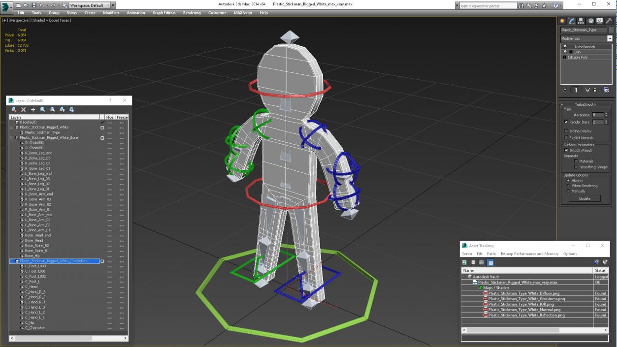 3D Plastic Stickman Rigged White for Cinema 4D model