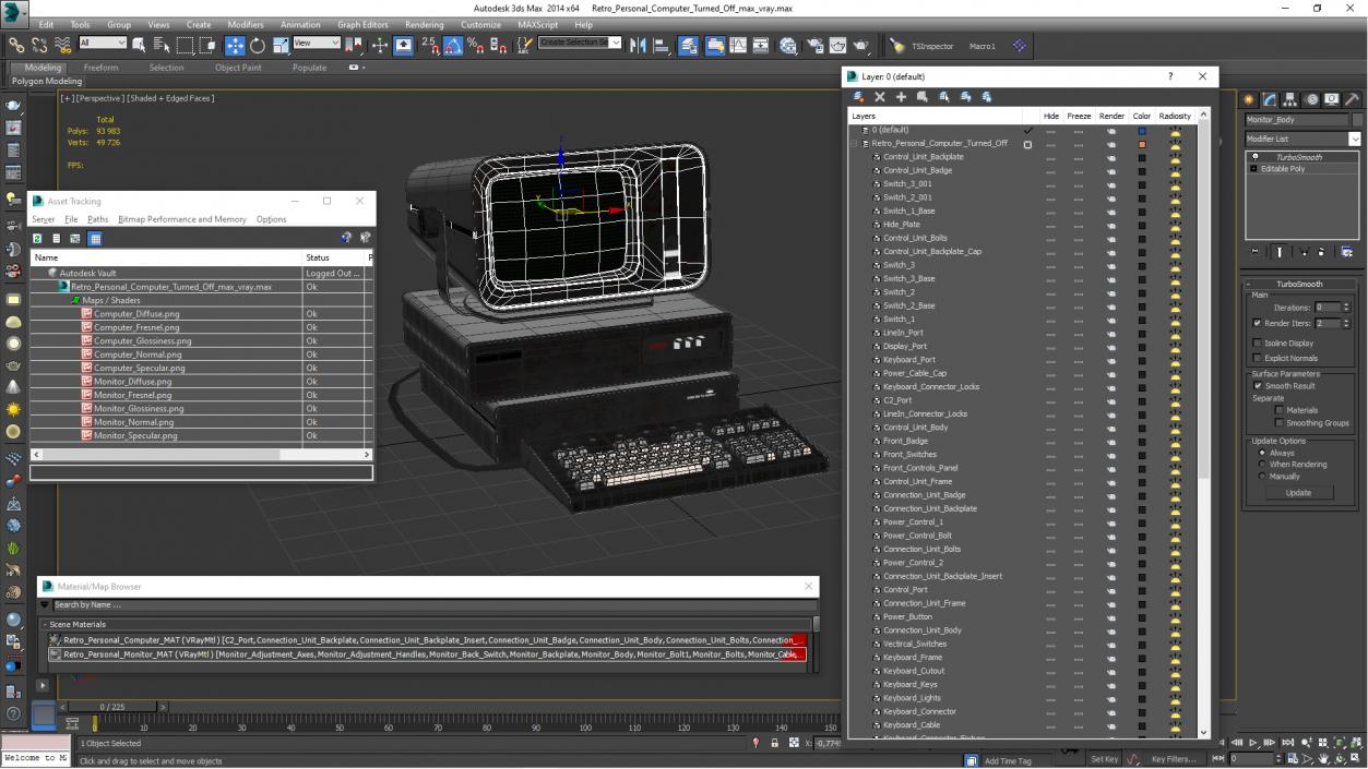 Retro Personal Computer Turned Off 3D model