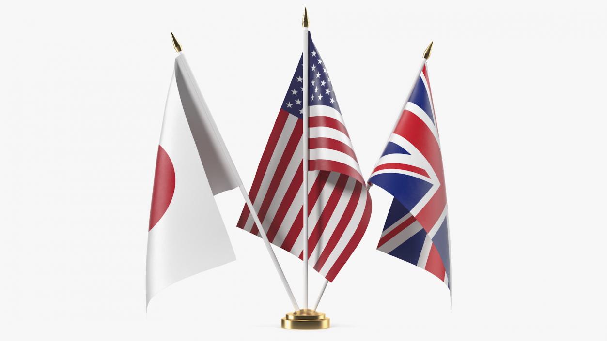 3D Table Flags United Kingdom USA Japan