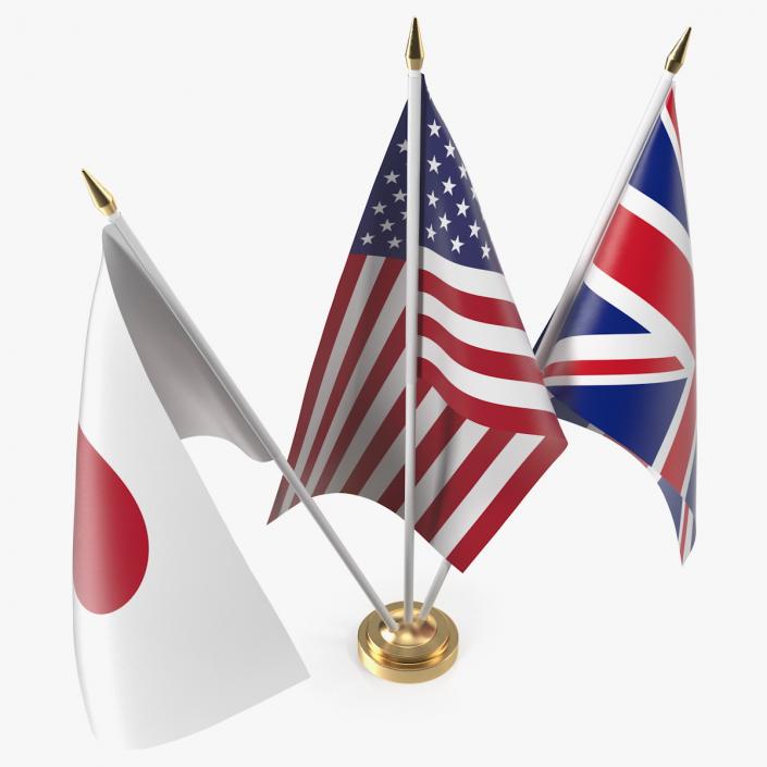 3D Table Flags United Kingdom USA Japan