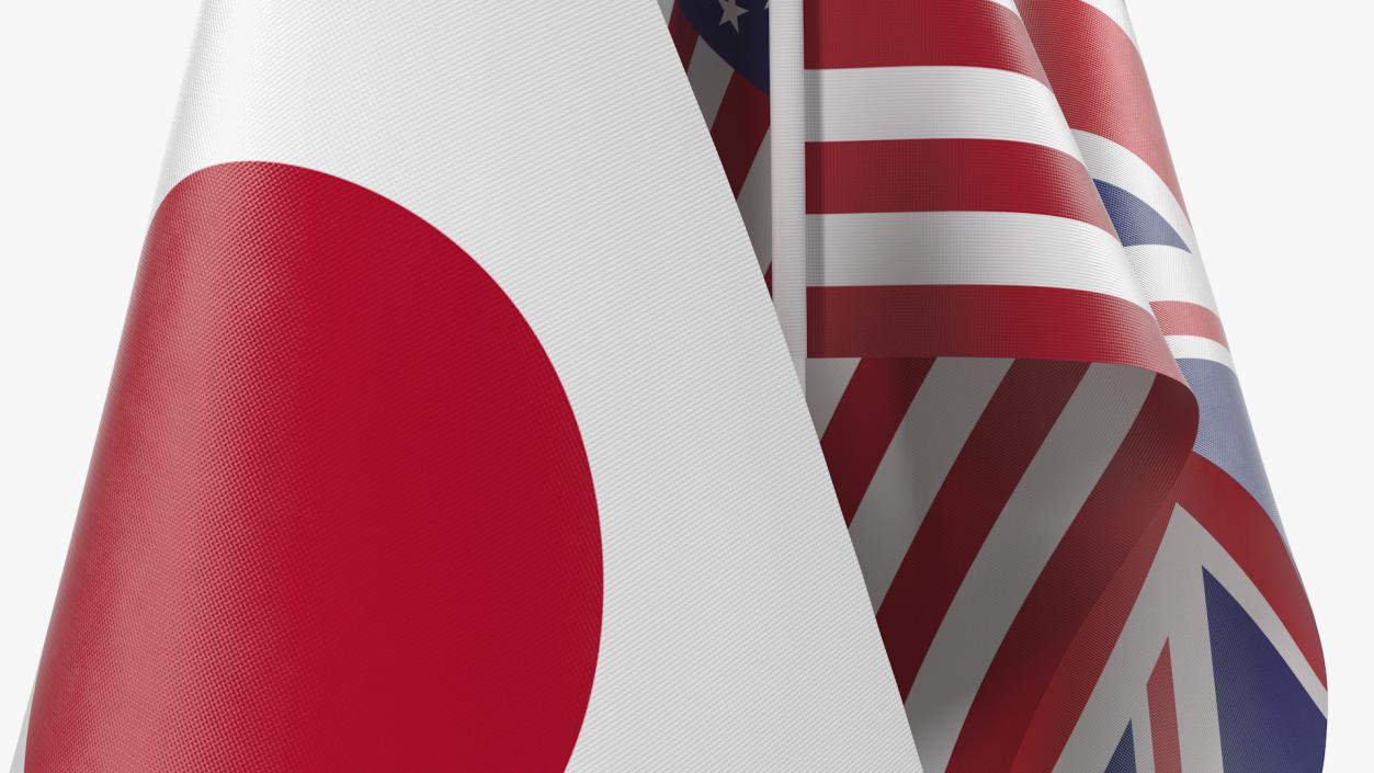 3D Table Flags United Kingdom USA Japan