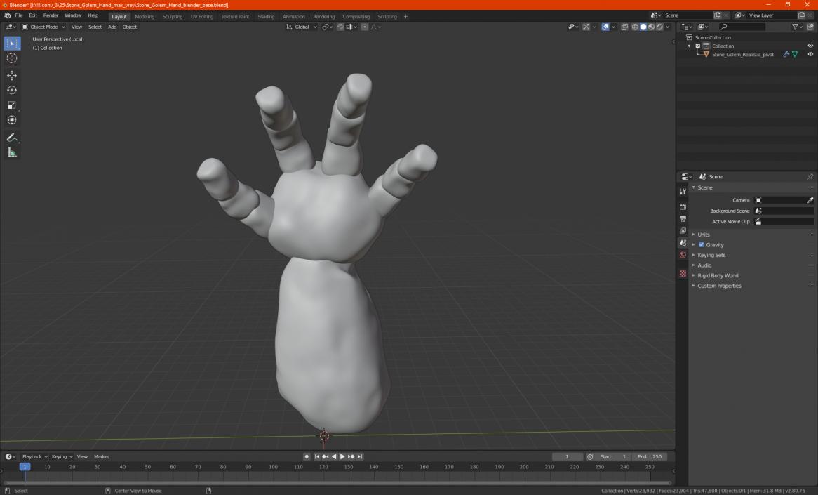 3D Stone Golem Hand