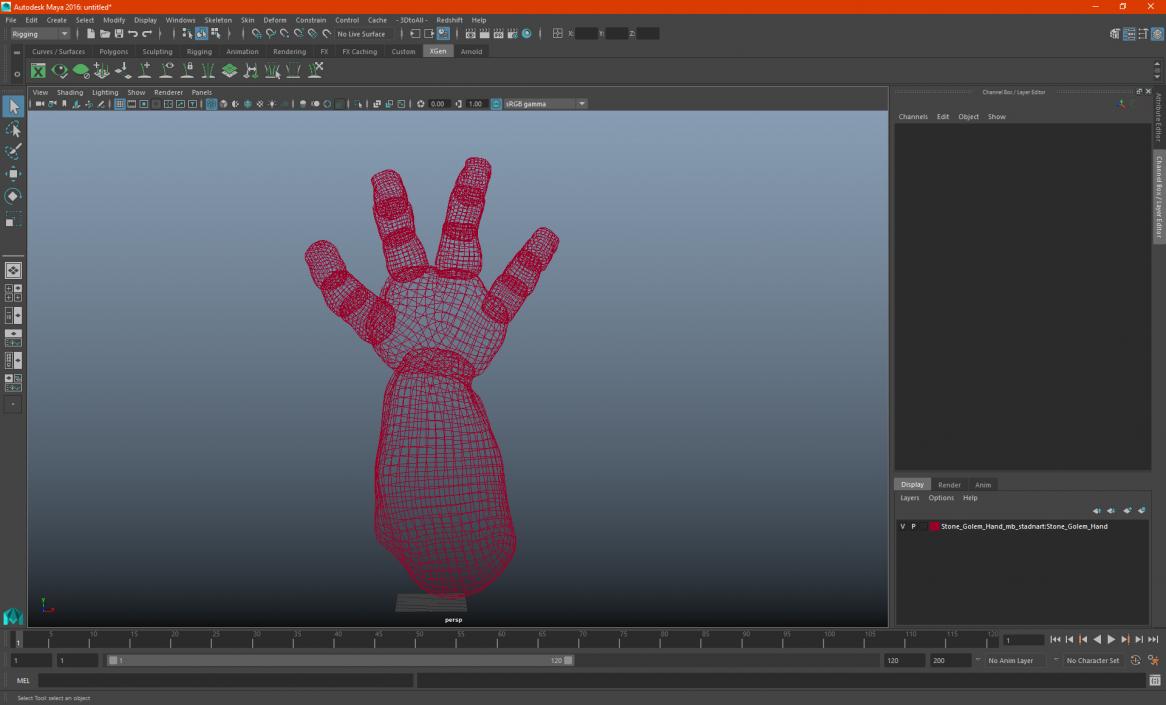 3D Stone Golem Hand