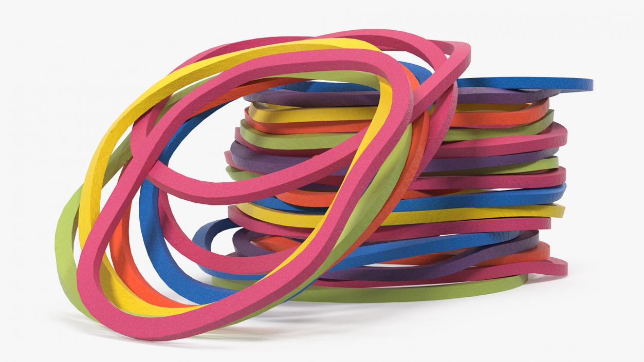 3D Pile of Colored Rubber Bands model