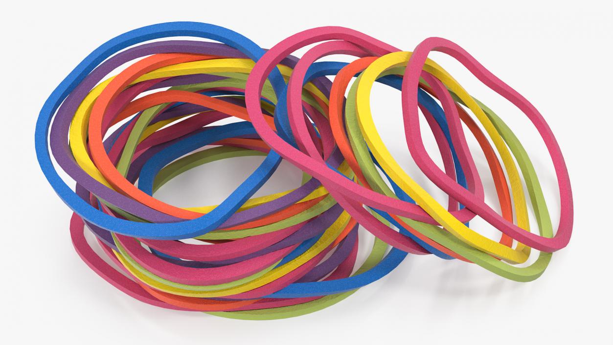 3D Pile of Colored Rubber Bands model