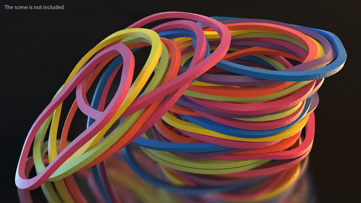 3D Pile of Colored Rubber Bands model