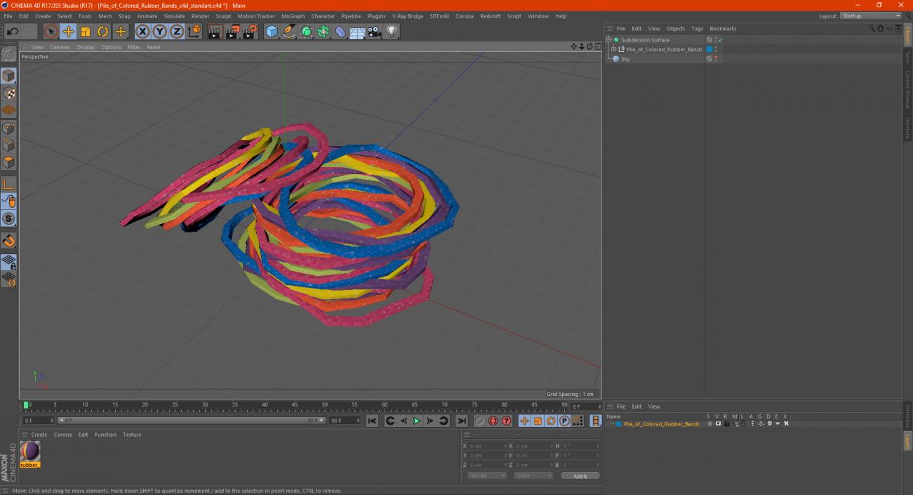 3D Pile of Colored Rubber Bands model