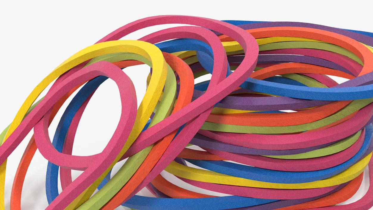 3D Pile of Colored Rubber Bands model