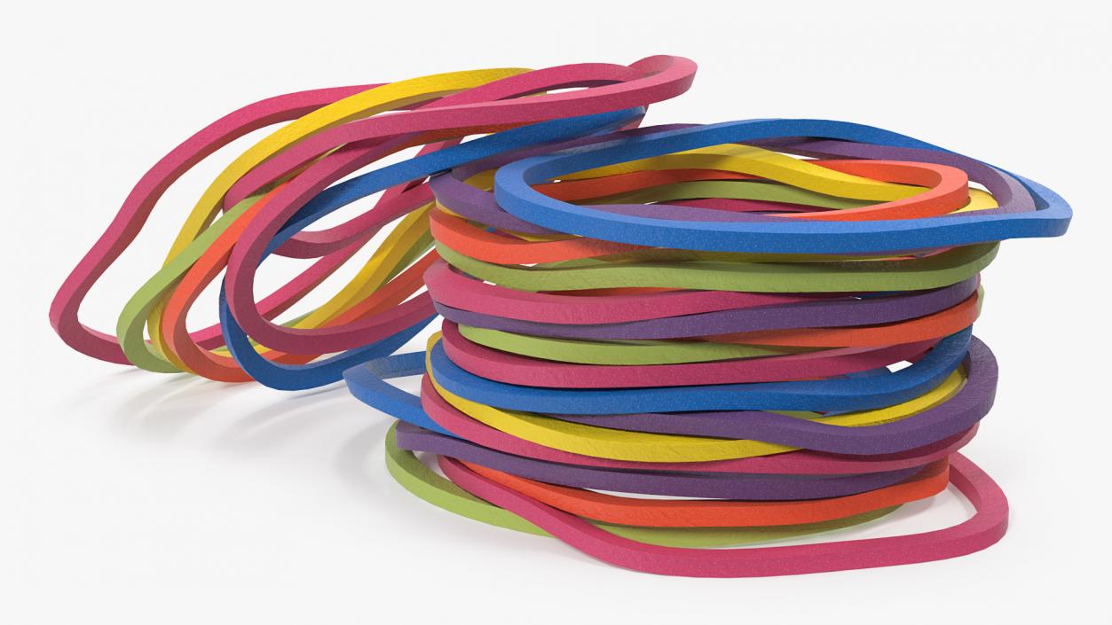 3D Pile of Colored Rubber Bands model