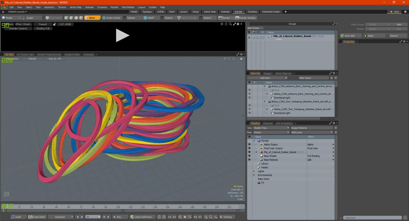 3D Pile of Colored Rubber Bands model