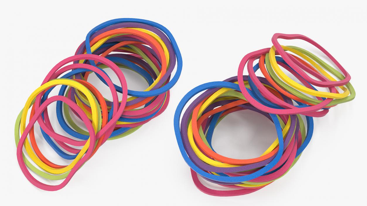 3D Pile of Colored Rubber Bands model