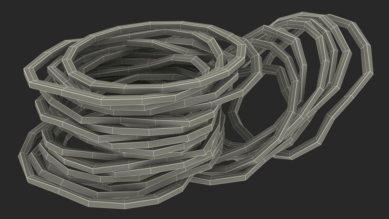 3D Pile of Colored Rubber Bands model