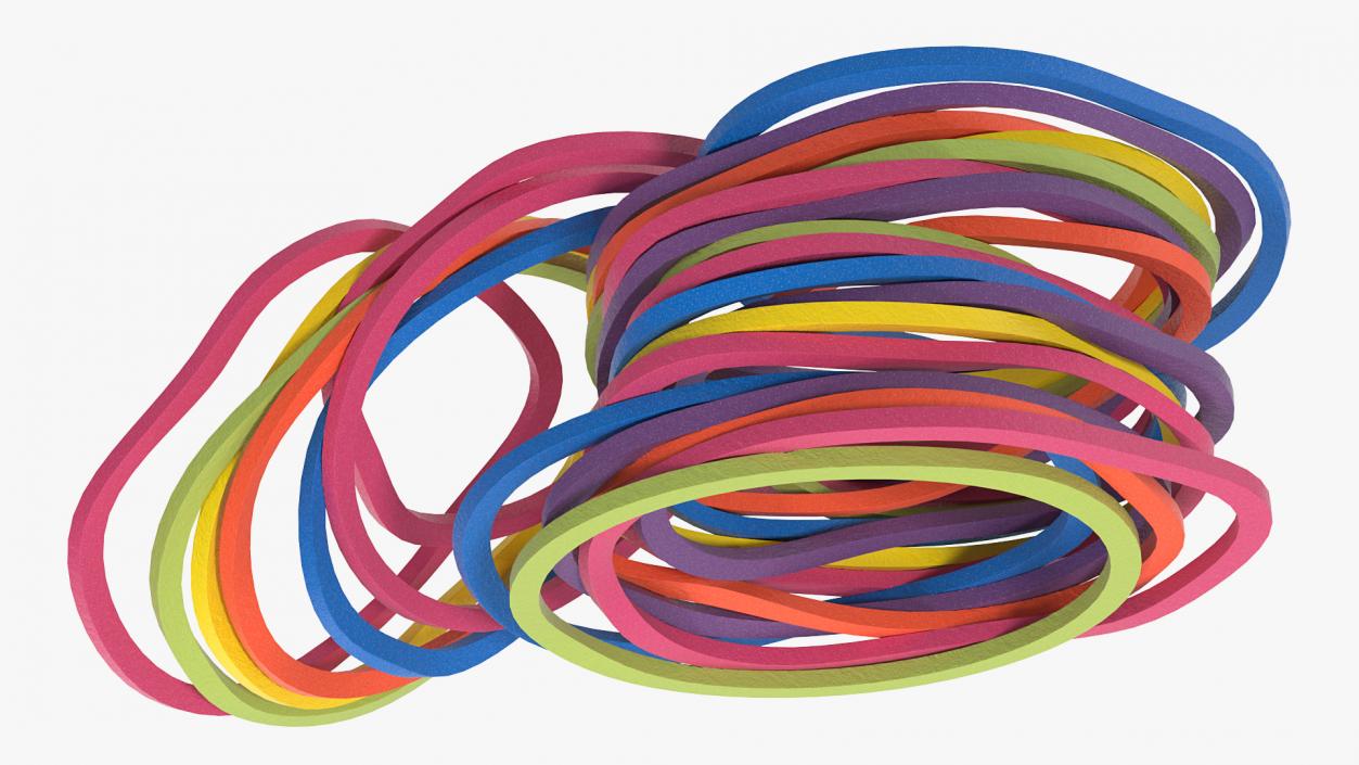 3D Pile of Colored Rubber Bands model