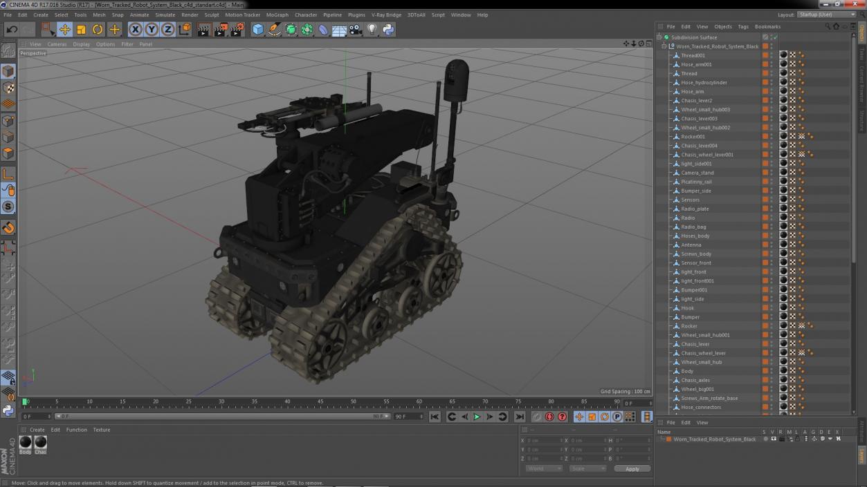 3D Worn Tracked Robot System Black