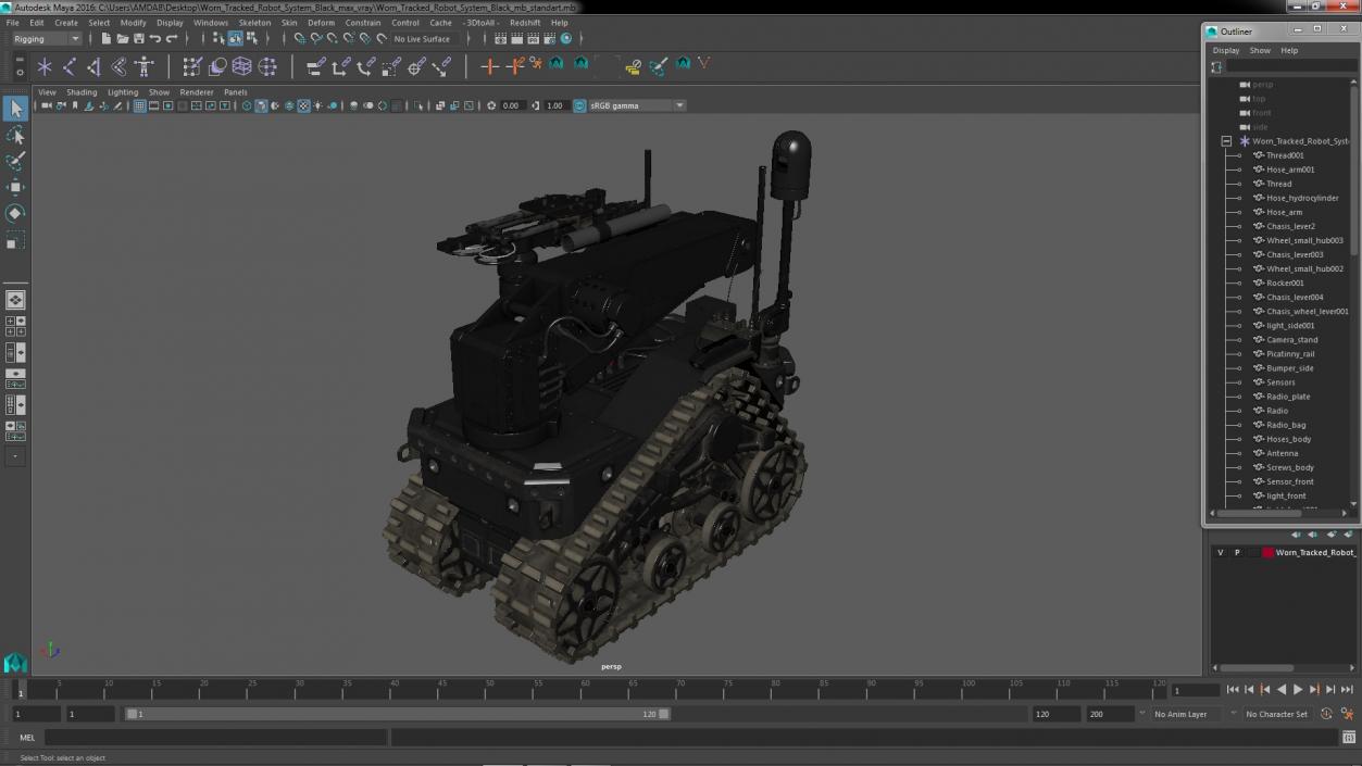 3D Worn Tracked Robot System Black