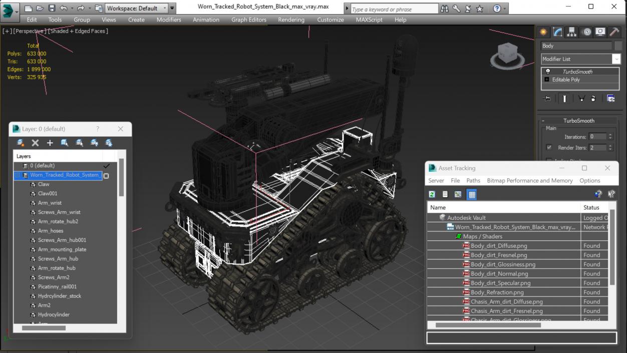 3D Worn Tracked Robot System Black