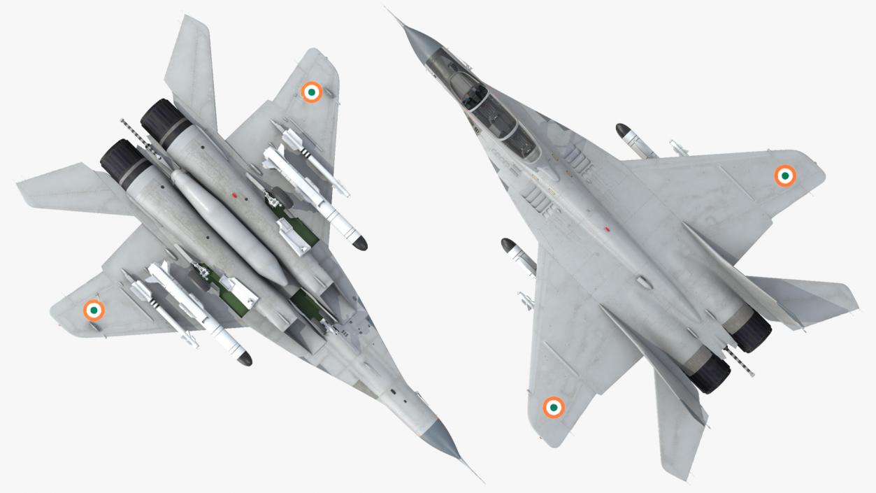 3D MiG 29 KUB Tandem Aircraft Indian with Armament Rigged for Cinema 4D model