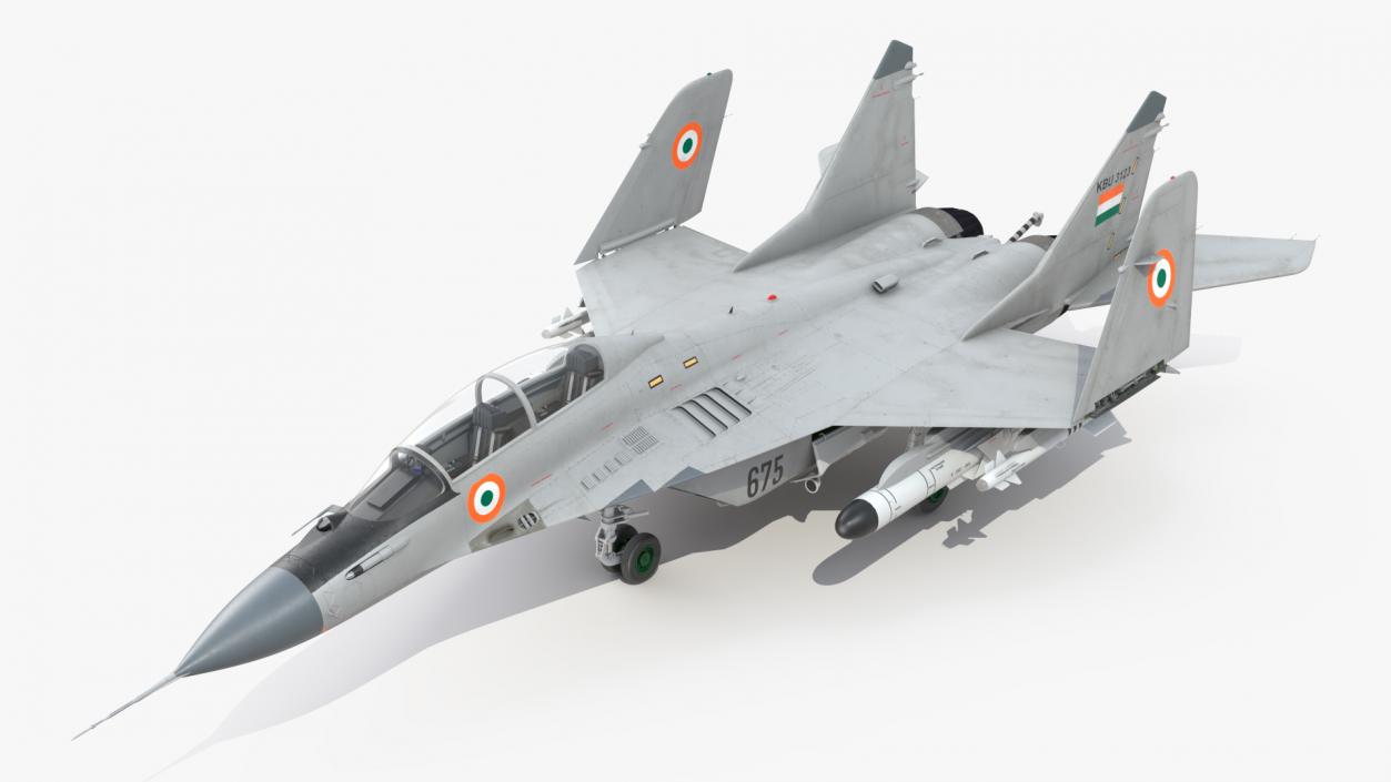 MiG 29 KUB Tandem Aircraft Indian with Armament Rigged 3D model