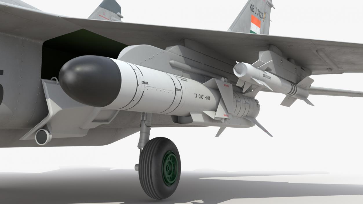 3D MiG 29 KUB Tandem Aircraft Indian with Armament Rigged for Cinema 4D model