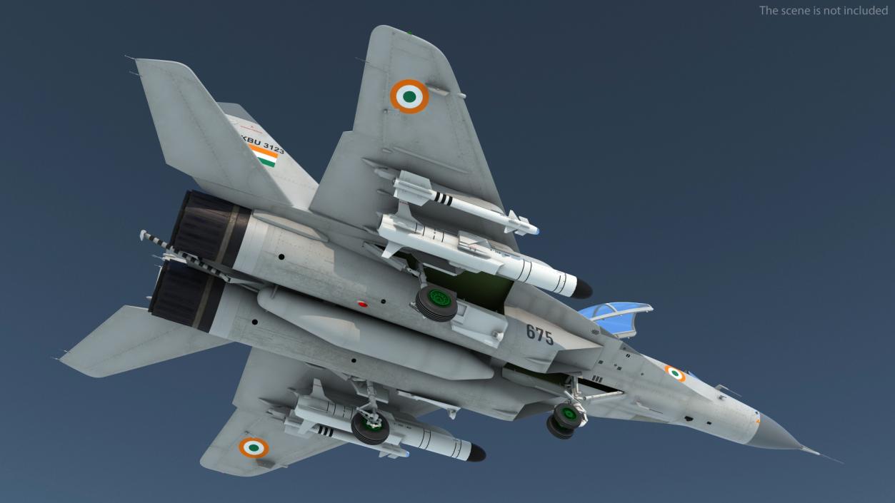 3D MiG 29 KUB Tandem Aircraft Indian with Armament Rigged for Maya model