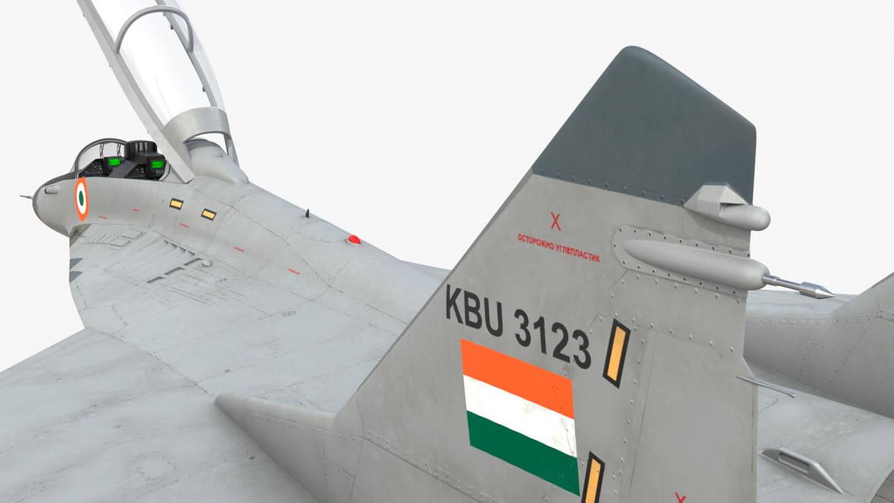 3D MiG 29 KUB Tandem Aircraft Indian with Armament Rigged for Cinema 4D model