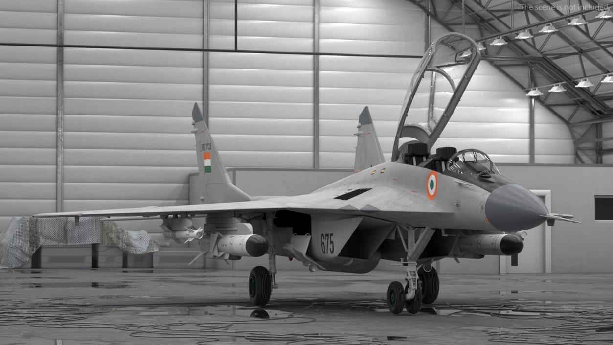 3D MiG 29 KUB Tandem Aircraft Indian with Armament Rigged for Maya model