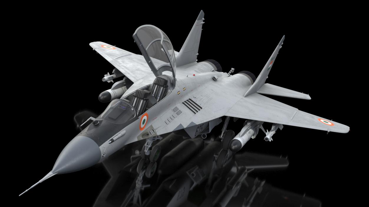 3D MiG 29 KUB Tandem Aircraft Indian with Armament Rigged for Cinema 4D model