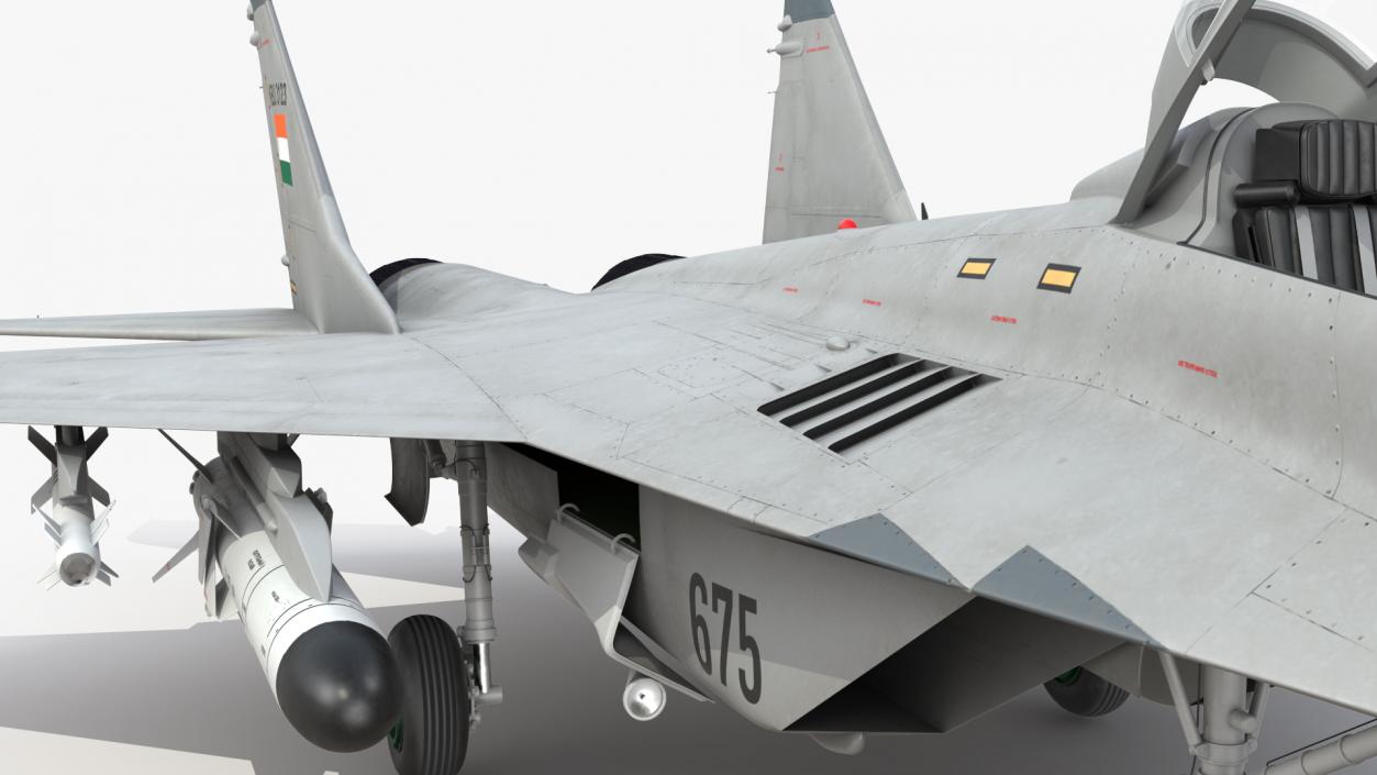 3D MiG 29 KUB Tandem Aircraft Indian with Armament Rigged for Cinema 4D model