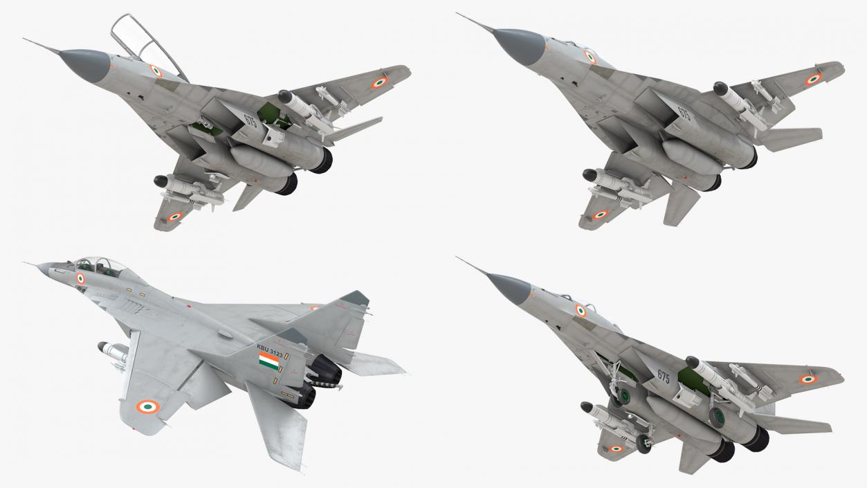 MiG 29 KUB Tandem Aircraft Indian with Armament Rigged 3D model