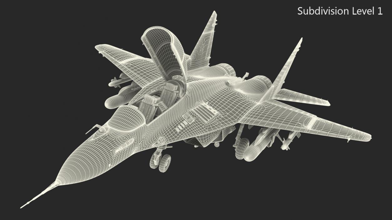 3D MiG 29 KUB Tandem Aircraft Indian with Armament Rigged for Maya model