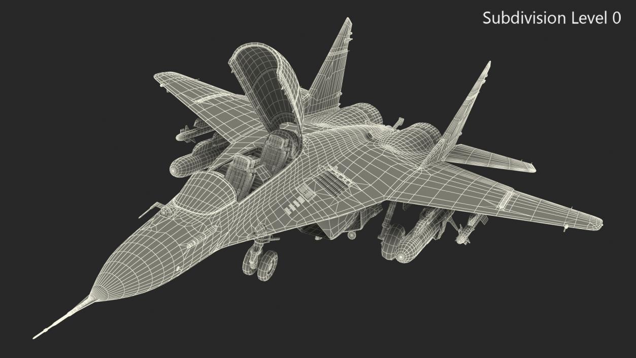 3D MiG 29 KUB Tandem Aircraft Indian with Armament Rigged for Maya model