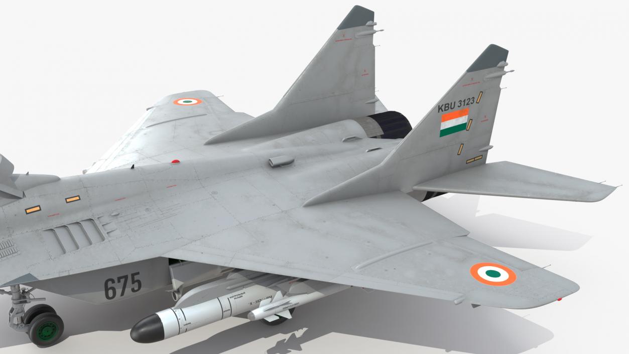 3D MiG 29 KUB Tandem Aircraft Indian with Armament Rigged for Maya model