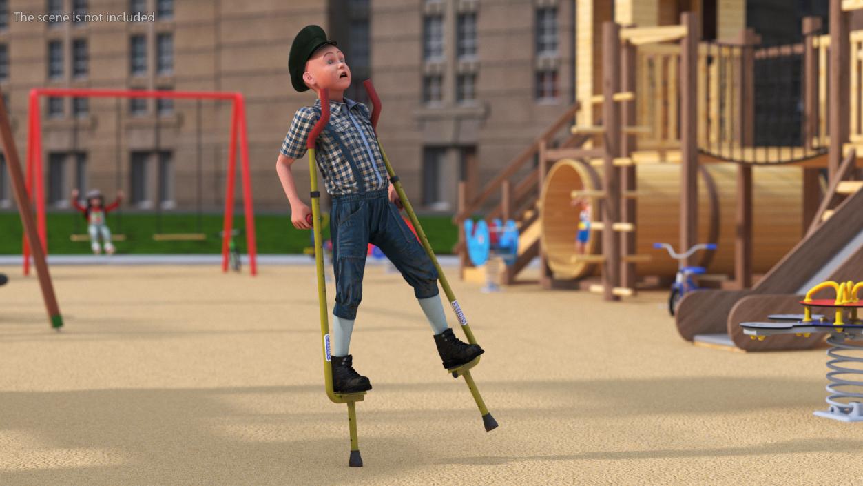 3D model Boy on Walking Stilts Fur