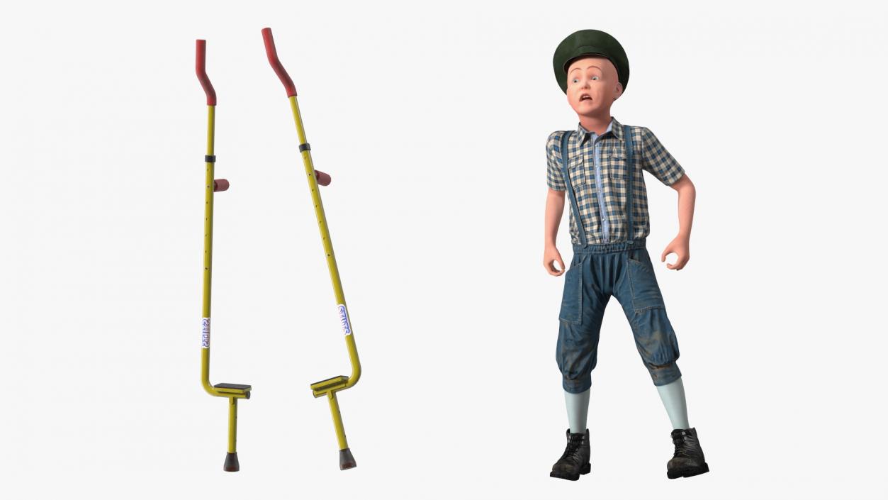 3D model Boy on Walking Stilts Fur