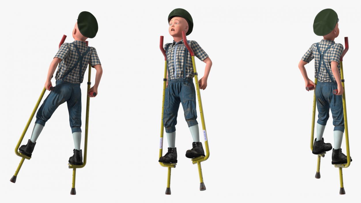 3D model Boy on Walking Stilts Fur