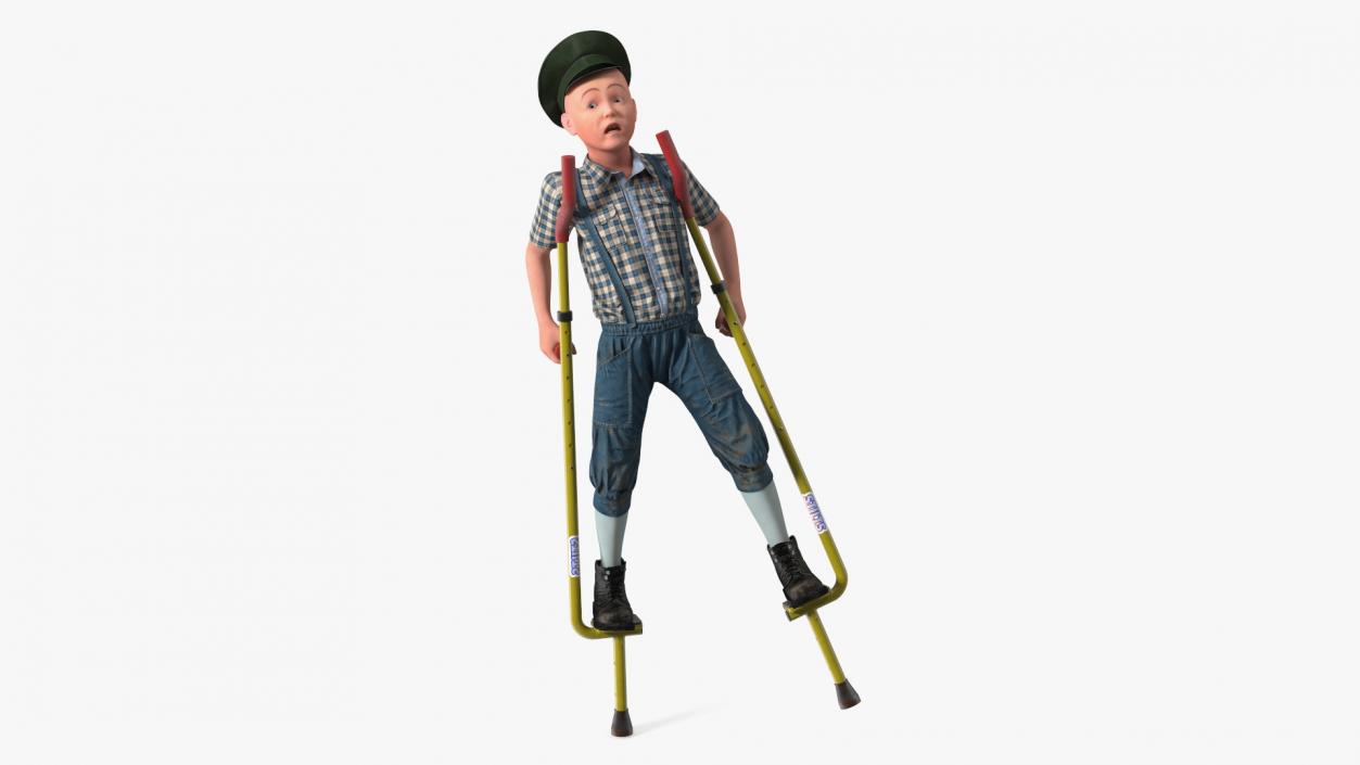 3D model Boy on Walking Stilts Fur