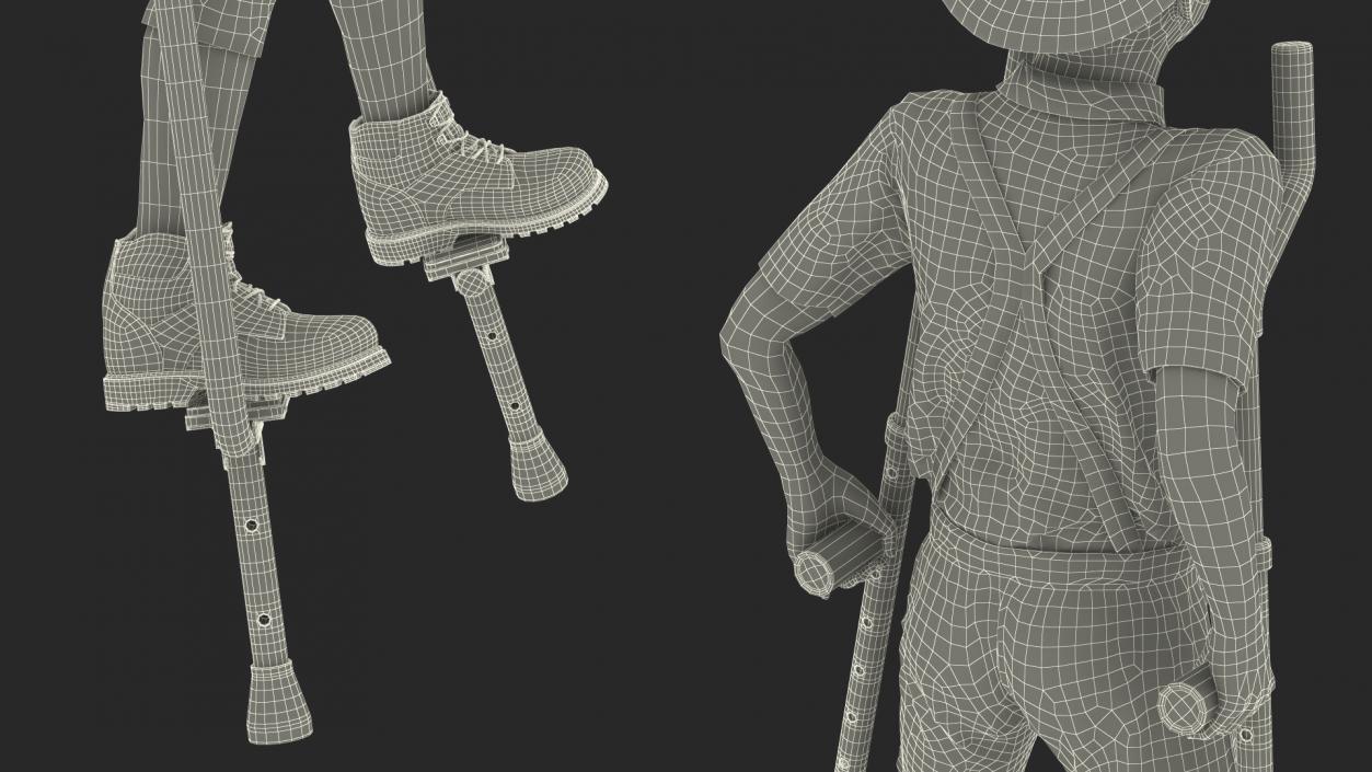 3D model Boy on Walking Stilts Fur