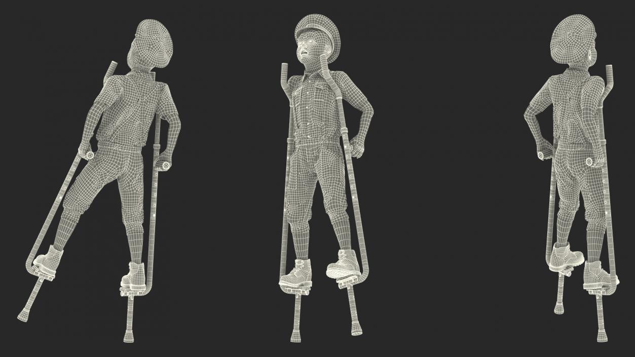 3D model Boy on Walking Stilts Fur