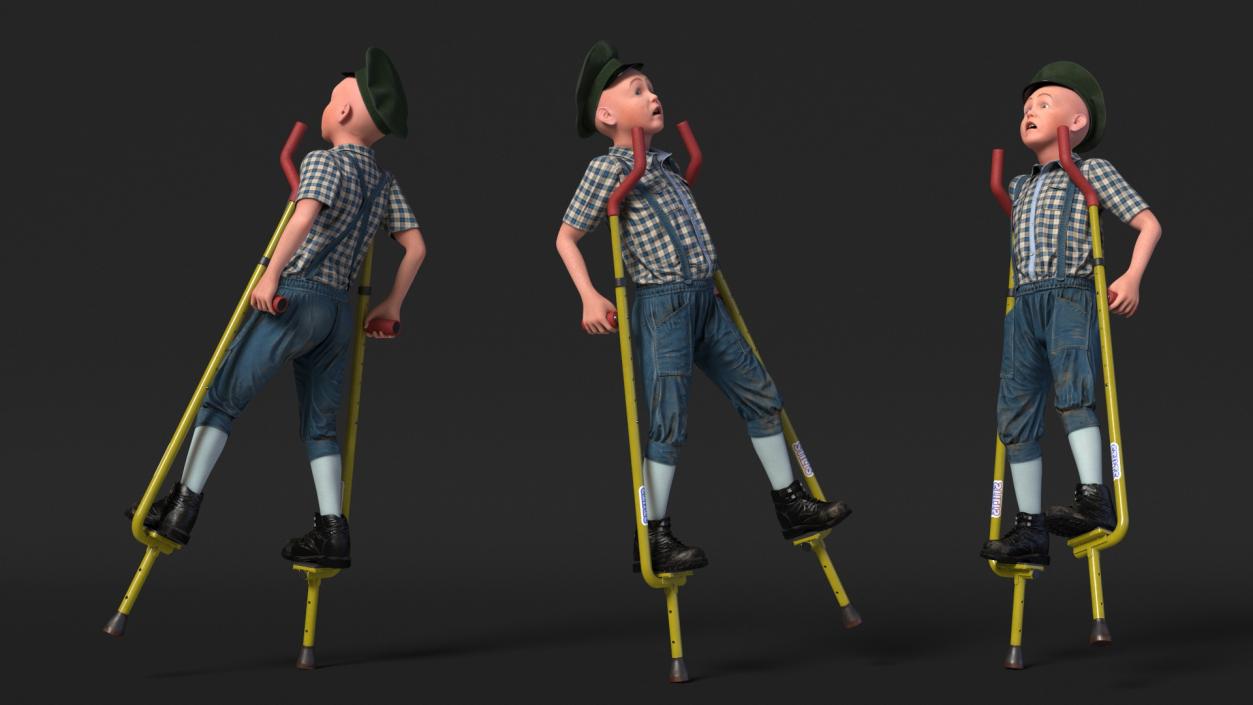 3D model Boy on Walking Stilts Fur