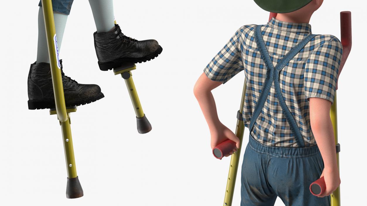 3D model Boy on Walking Stilts Fur