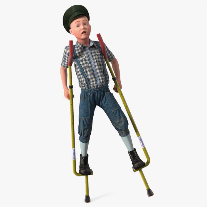 3D model Boy on Walking Stilts Fur