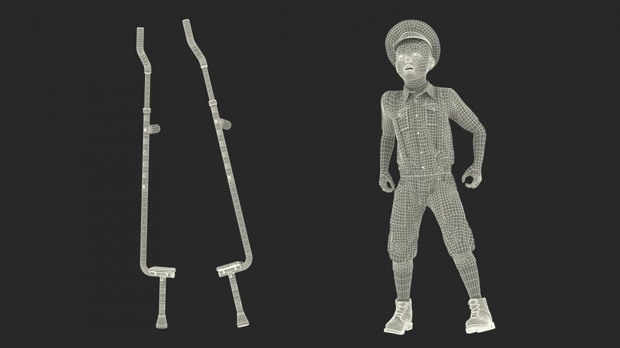 3D model Boy on Walking Stilts Fur