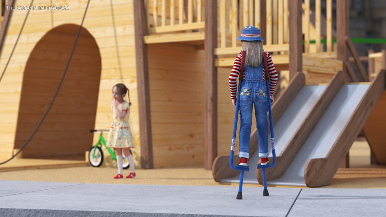 Girl on Walking Stilts 3D