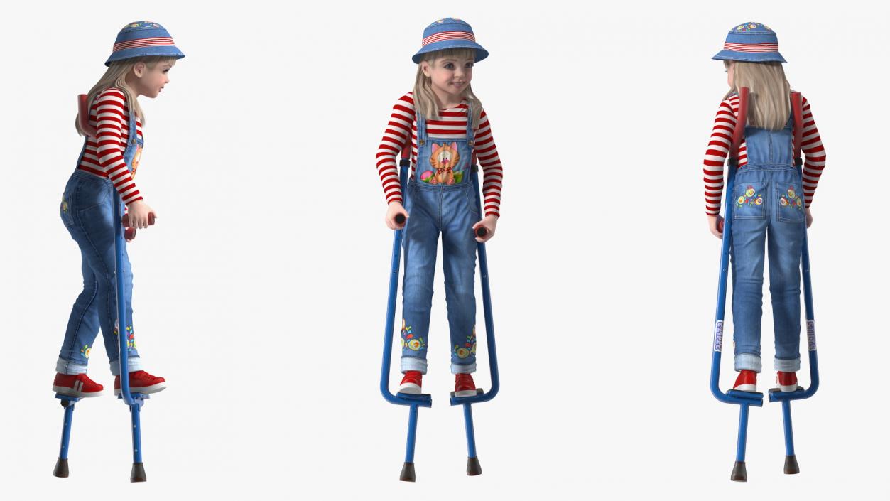 Girl on Walking Stilts 3D