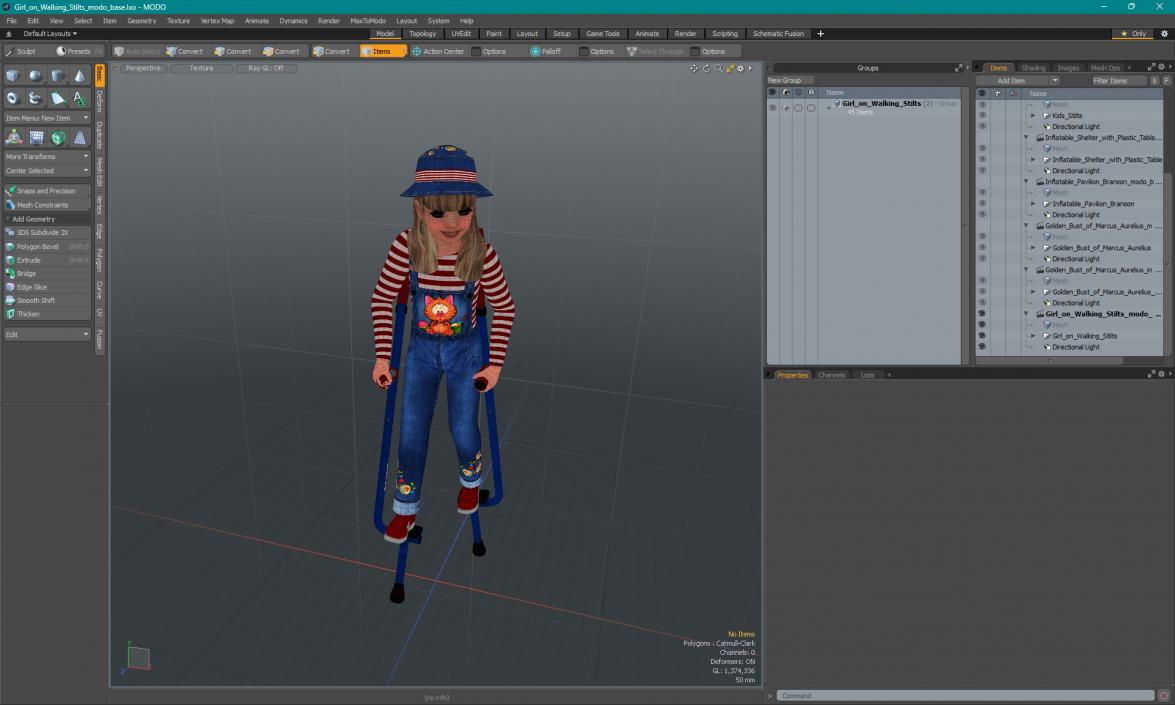 Girl on Walking Stilts 3D