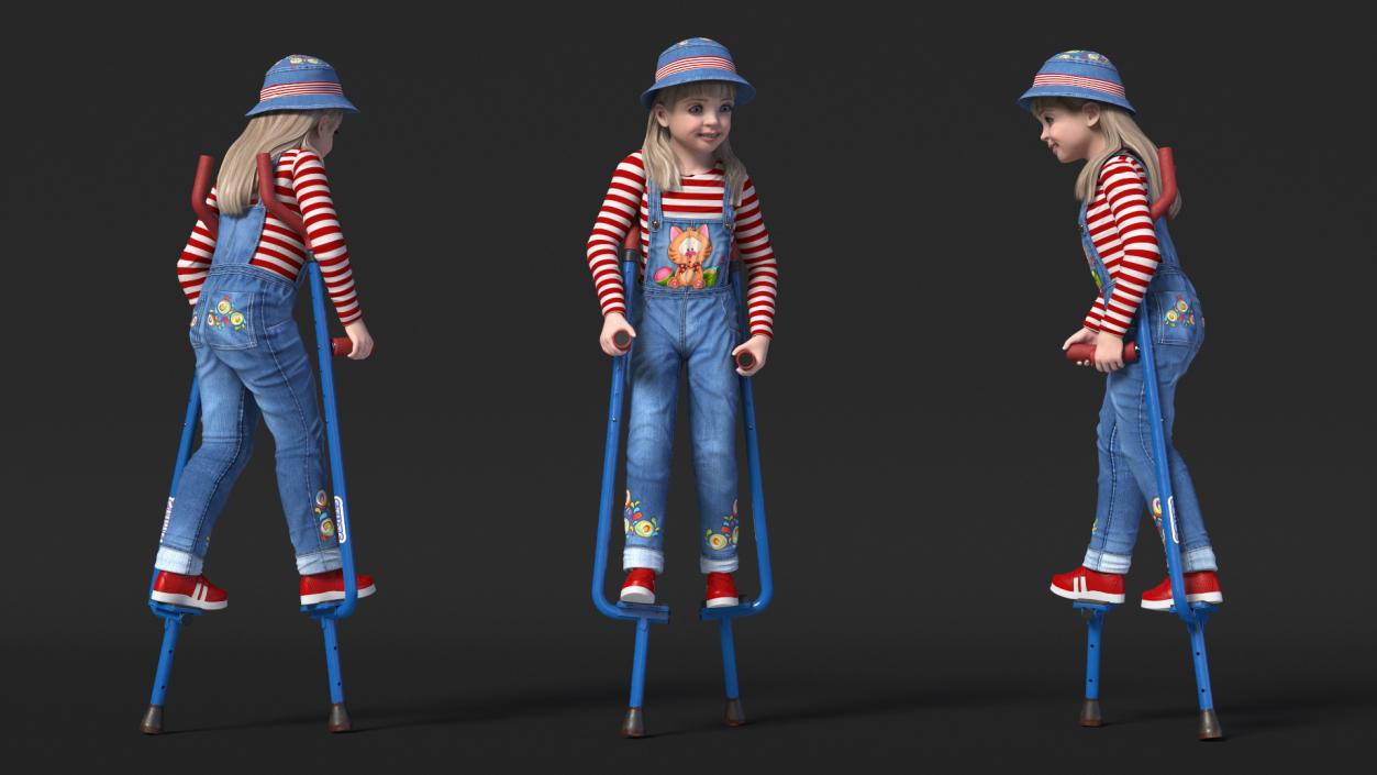 Girl on Walking Stilts 3D