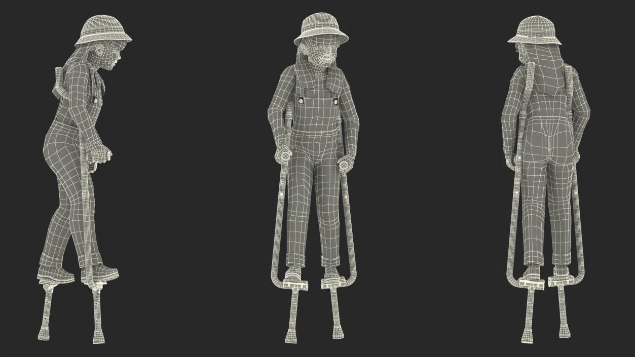 Girl on Walking Stilts 3D