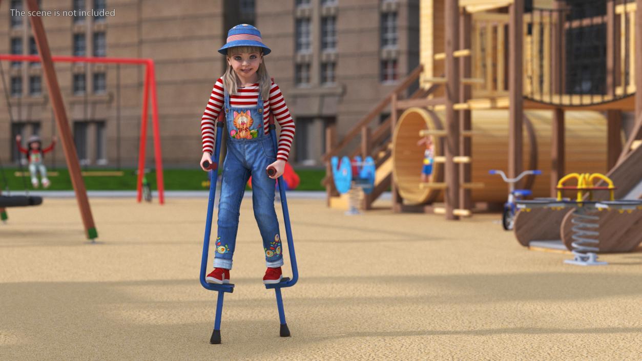 Girl on Walking Stilts 3D