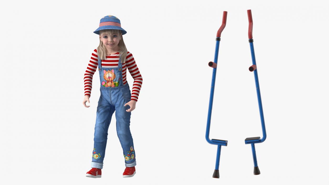 Girl on Walking Stilts 3D