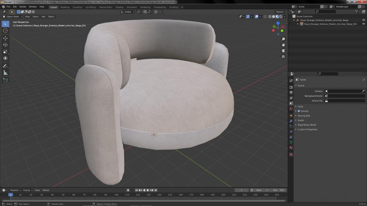 Royal Stranger Embrace Modern Armchair Beige 3D model